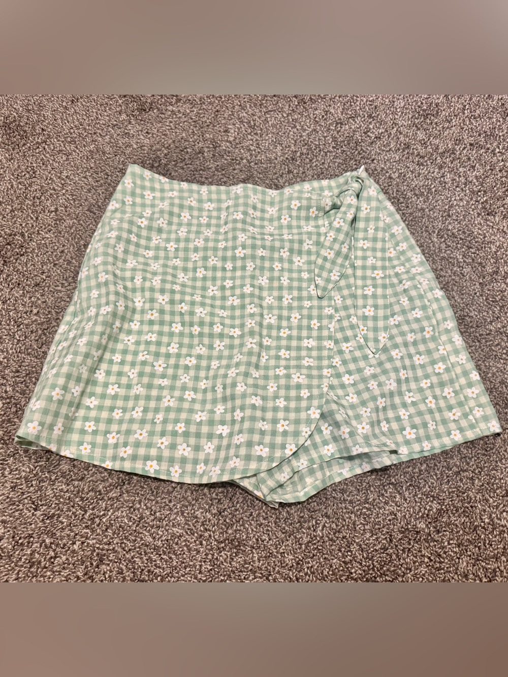 Pink Lily Mint Gingham Daisy Wrap Skort